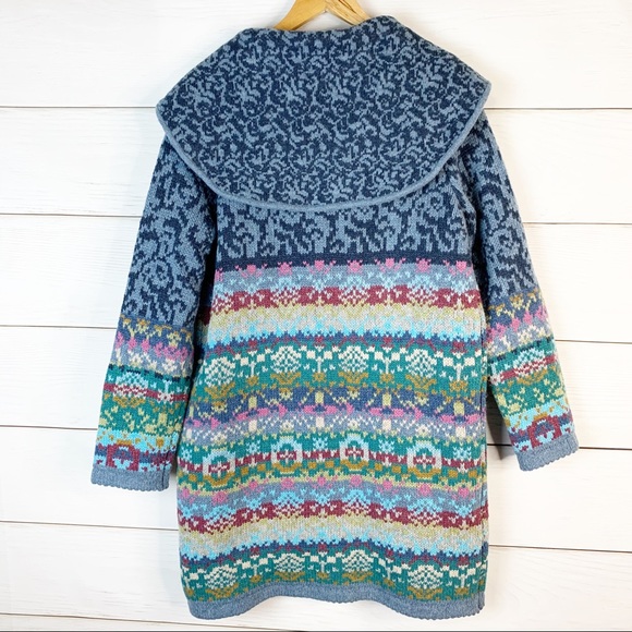Sundance Copenhagen Wool Fair Isle Coat Size Large - Picture 2 of 8